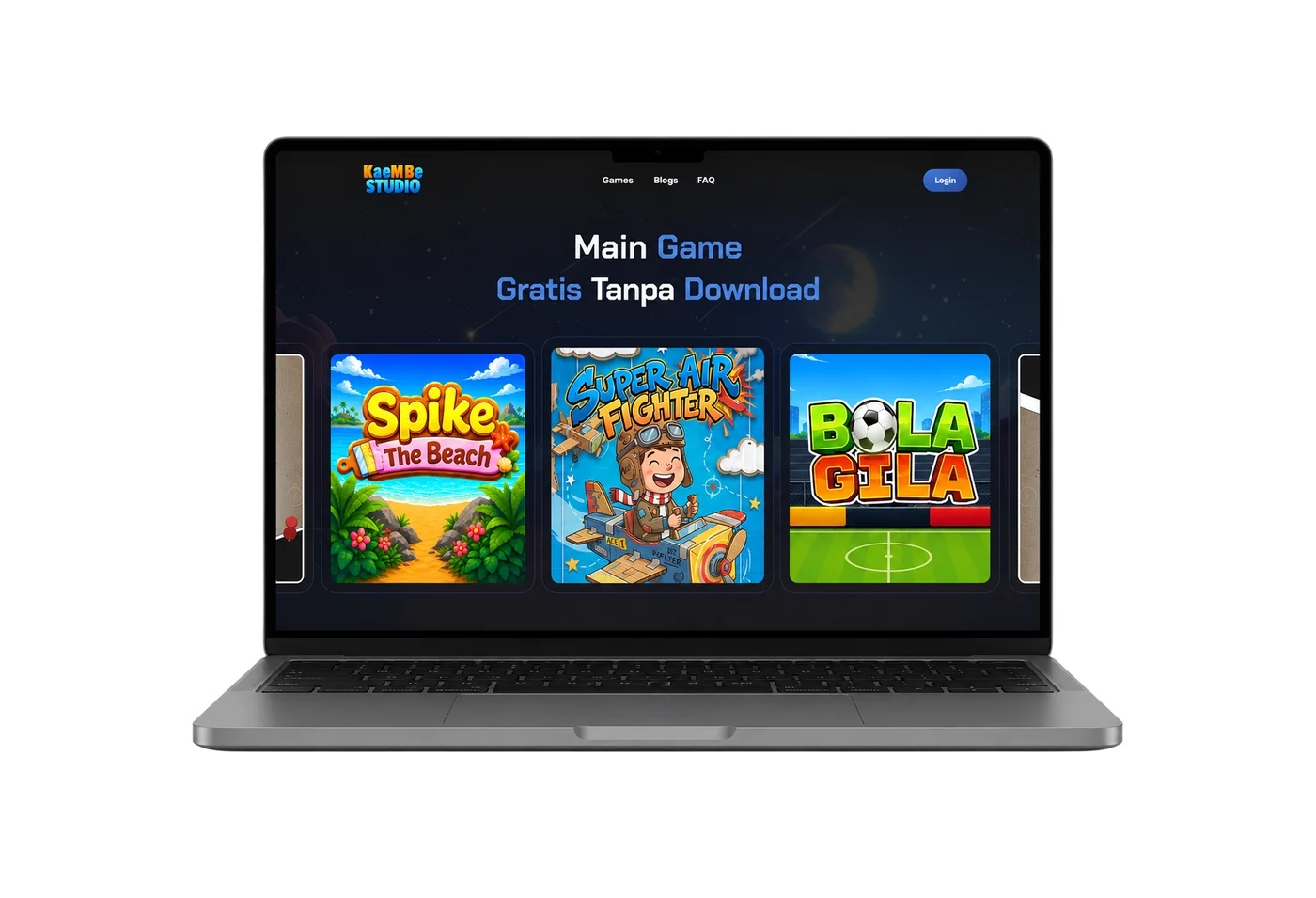 Game Portal Web UI and game screens